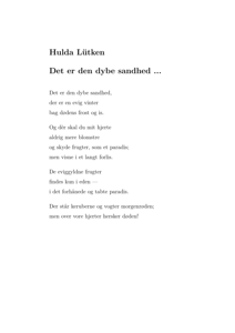 Hulda Lütken - Det er den dybe sandhed ...